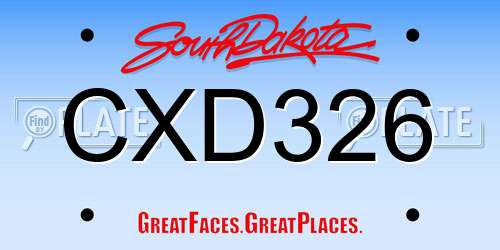 CXD326 South Dakota License Plate