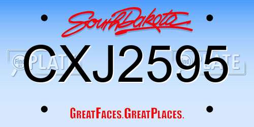 CXJ2595 South Dakota License Plate
