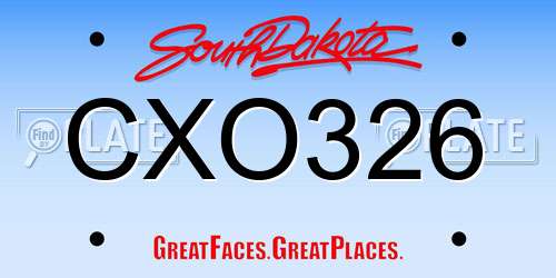 CXO326 South Dakota License Plate