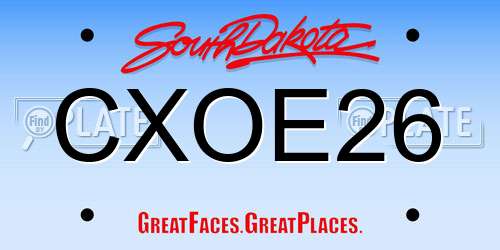 CXOE26 South Dakota License Plate