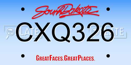CXQ326 South Dakota License Plate