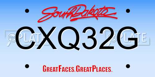 CXQ32G South Dakota License Plate
