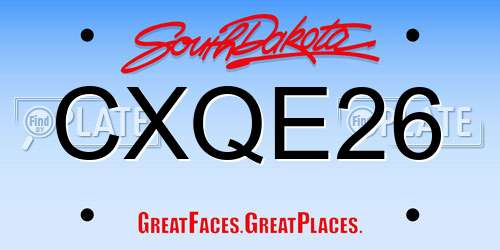 CXQE26 South Dakota License Plate
