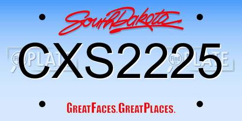 CXS2225 South Dakota License Plate