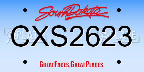 CXS2623 South Dakota License Plate