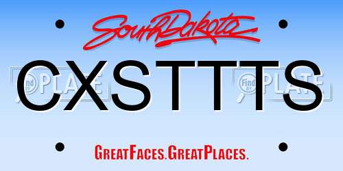 CXSTTTS South Dakota License Plate