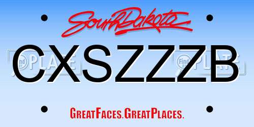 CXSZZZB South Dakota License Plate