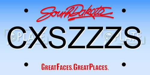 CXSZZZS South Dakota License Plate