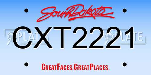 CXT2221 South Dakota License Plate