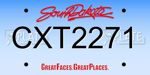 CXT2271 South Dakota License Plate