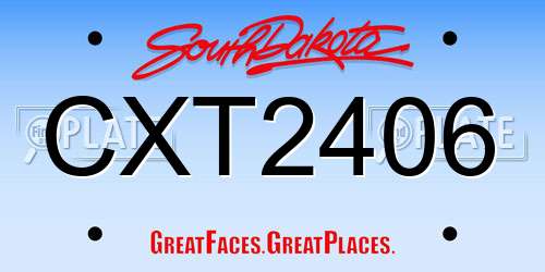 CXT2406 South Dakota License Plate