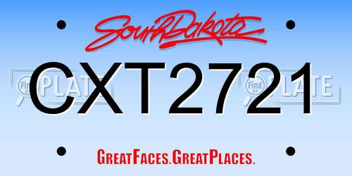 CXT2721 South Dakota License Plate