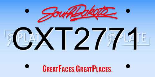 CXT2771 South Dakota License Plate