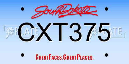 CXT375 South Dakota License Plate