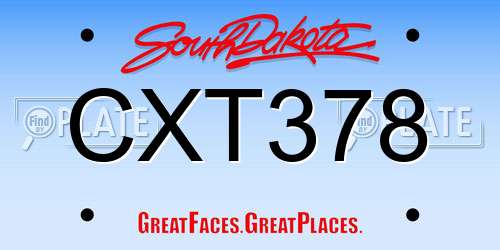CXT378 South Dakota License Plate