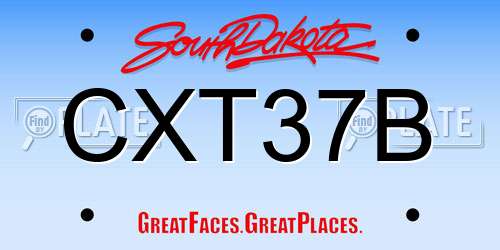CXT37B South Dakota License Plate