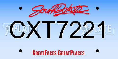 CXT7221 South Dakota License Plate