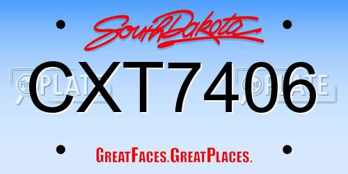 CXT7406 South Dakota License Plate