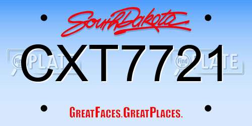 CXT7721 South Dakota License Plate
