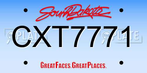 CXT7771 South Dakota License Plate
