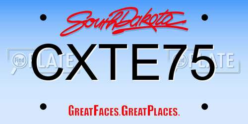 CXTE75 South Dakota License Plate