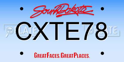CXTE78 South Dakota License Plate