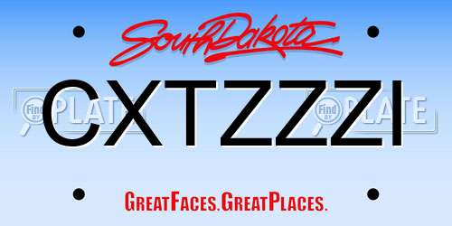 CXTZZZI South Dakota License Plate