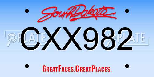 CXX982 South Dakota License Plate