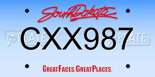 CXX987 South Dakota License Plate