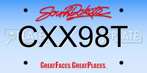 CXX98T South Dakota License Plate