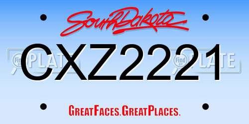CXZ2221 South Dakota License Plate