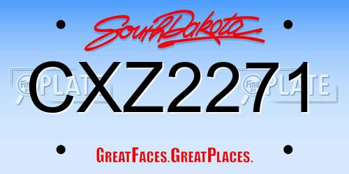 CXZ2271 South Dakota License Plate