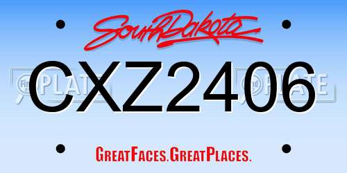CXZ2406 South Dakota License Plate