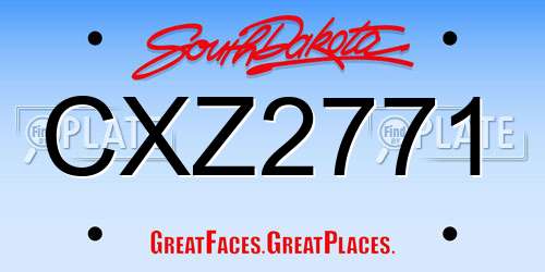 CXZ2771 South Dakota License Plate