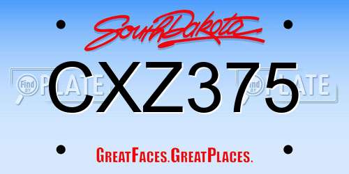 CXZ375 South Dakota License Plate