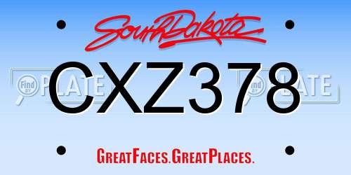 CXZ378 South Dakota License Plate
