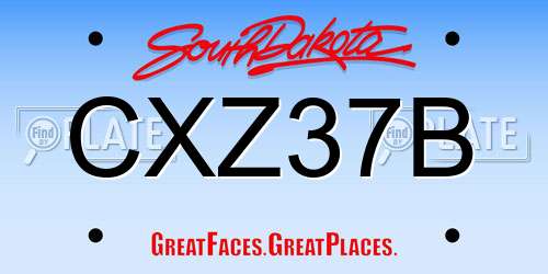 CXZ37B South Dakota License Plate
