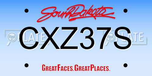 CXZ37S South Dakota License Plate
