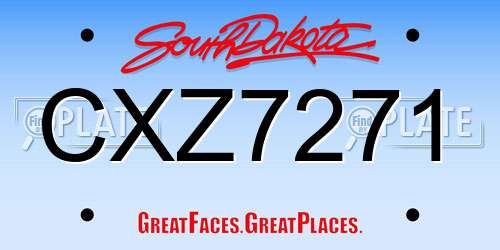CXZ7271 South Dakota License Plate