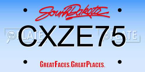 CXZE75 South Dakota License Plate