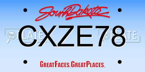 CXZE78 South Dakota License Plate