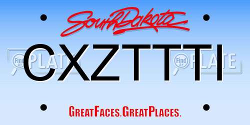 CXZTTTI South Dakota License Plate