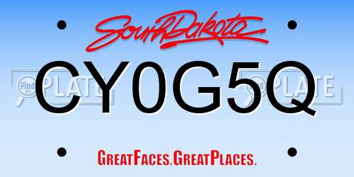 CY0G5Q South Dakota License Plate