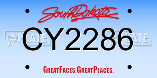 CY2286 South Dakota License Plate