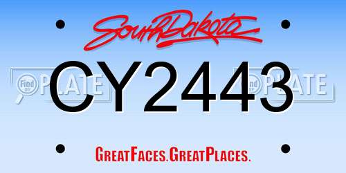 CY2443 South Dakota License Plate