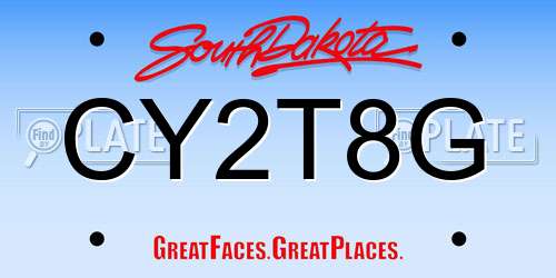 CY2T8G South Dakota License Plate
