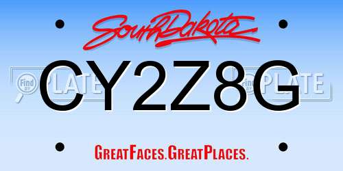 CY2Z8G South Dakota License Plate