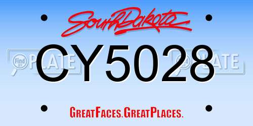 CY5028 South Dakota License Plate