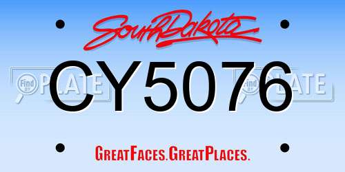 CY5076 South Dakota License Plate