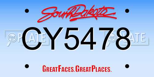 CY5478 South Dakota License Plate